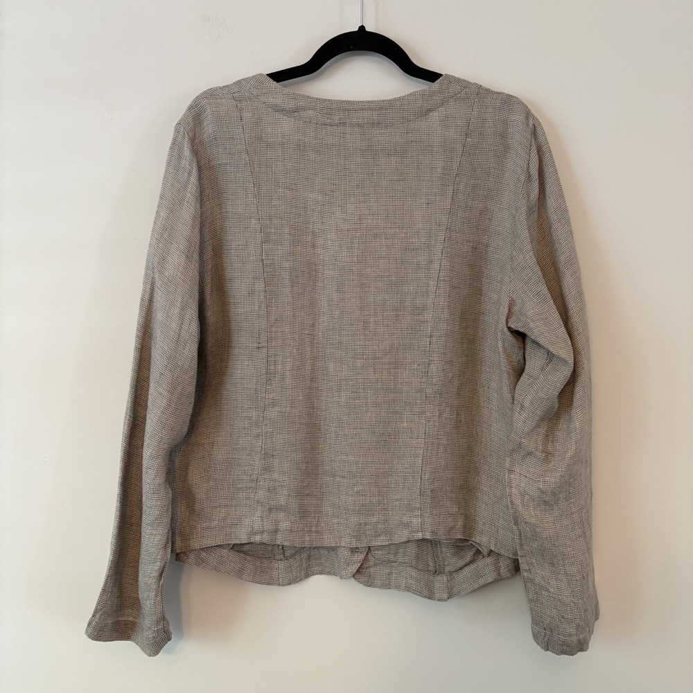FLAX 100% Linen Button Front Cardigan M Oversized Lagenlook Minimalist Layer - Picture 2 of 10